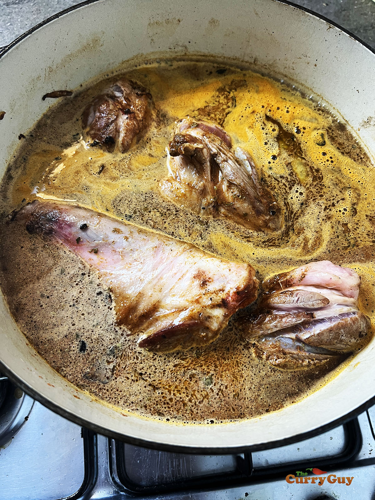 Simmering the curry.