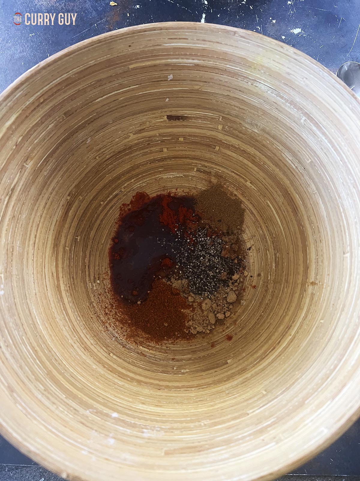 The marinade ingredients in a mixing bowl.