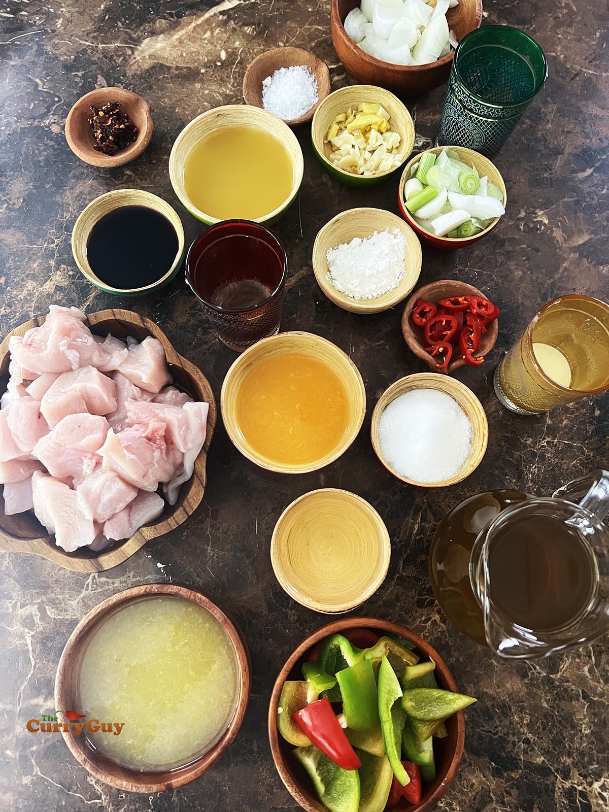 Ingredients for sweet and sour chicken