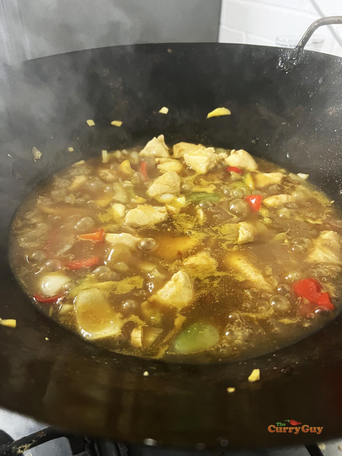 The finished sweet and sour chicken.