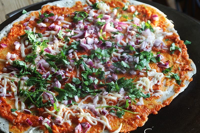 Making vegetable dosas