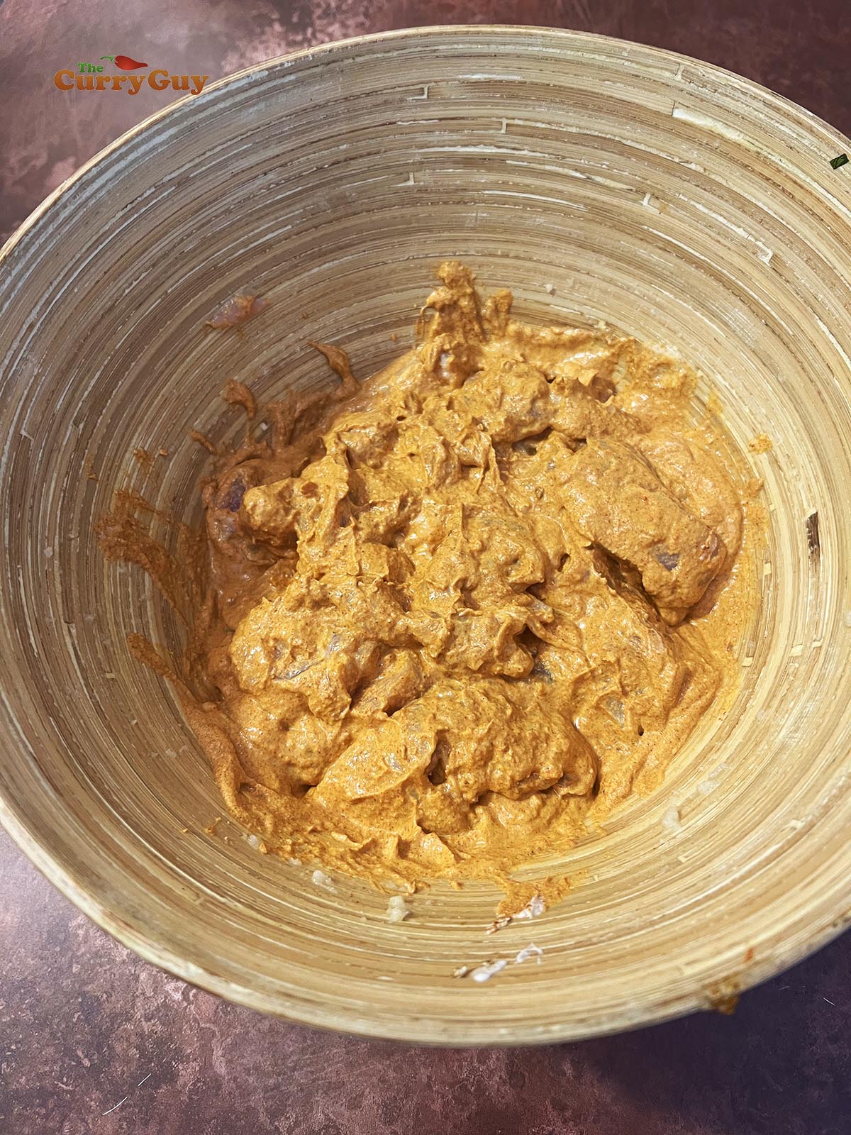 Chicken tikka marinating in the marinade