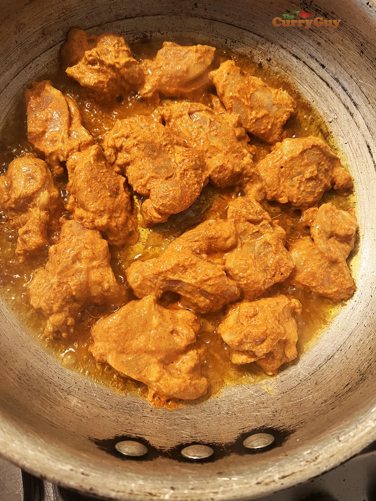 Chicken tikka frying
