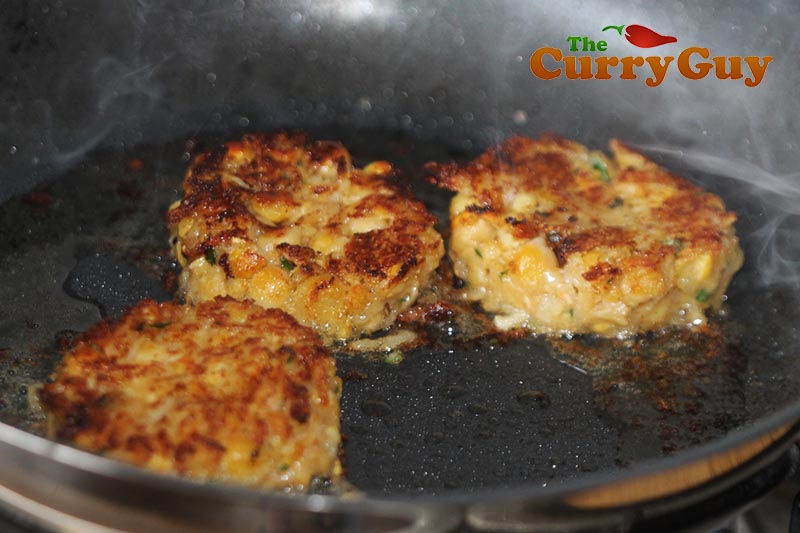 Making chickpea and potato tikki
