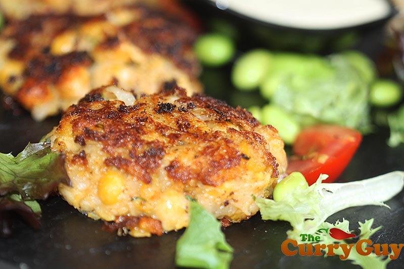 Making chickpea and potato tikki