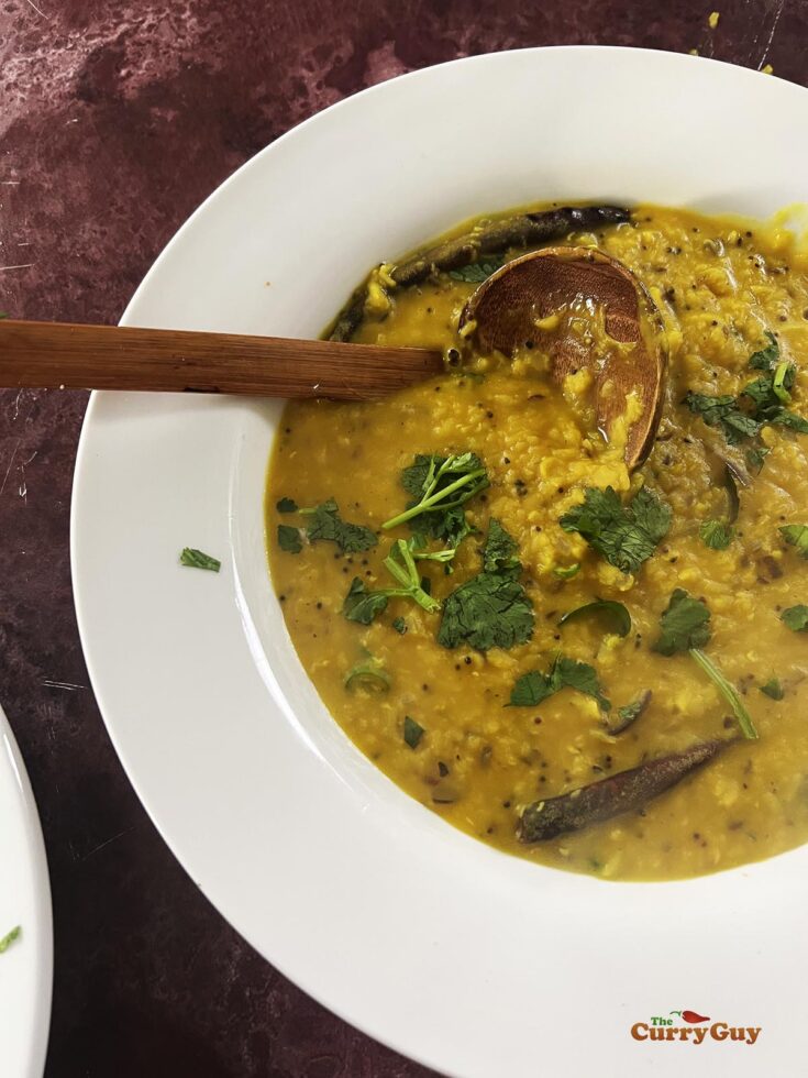 Masoor dal in a serving bowl.