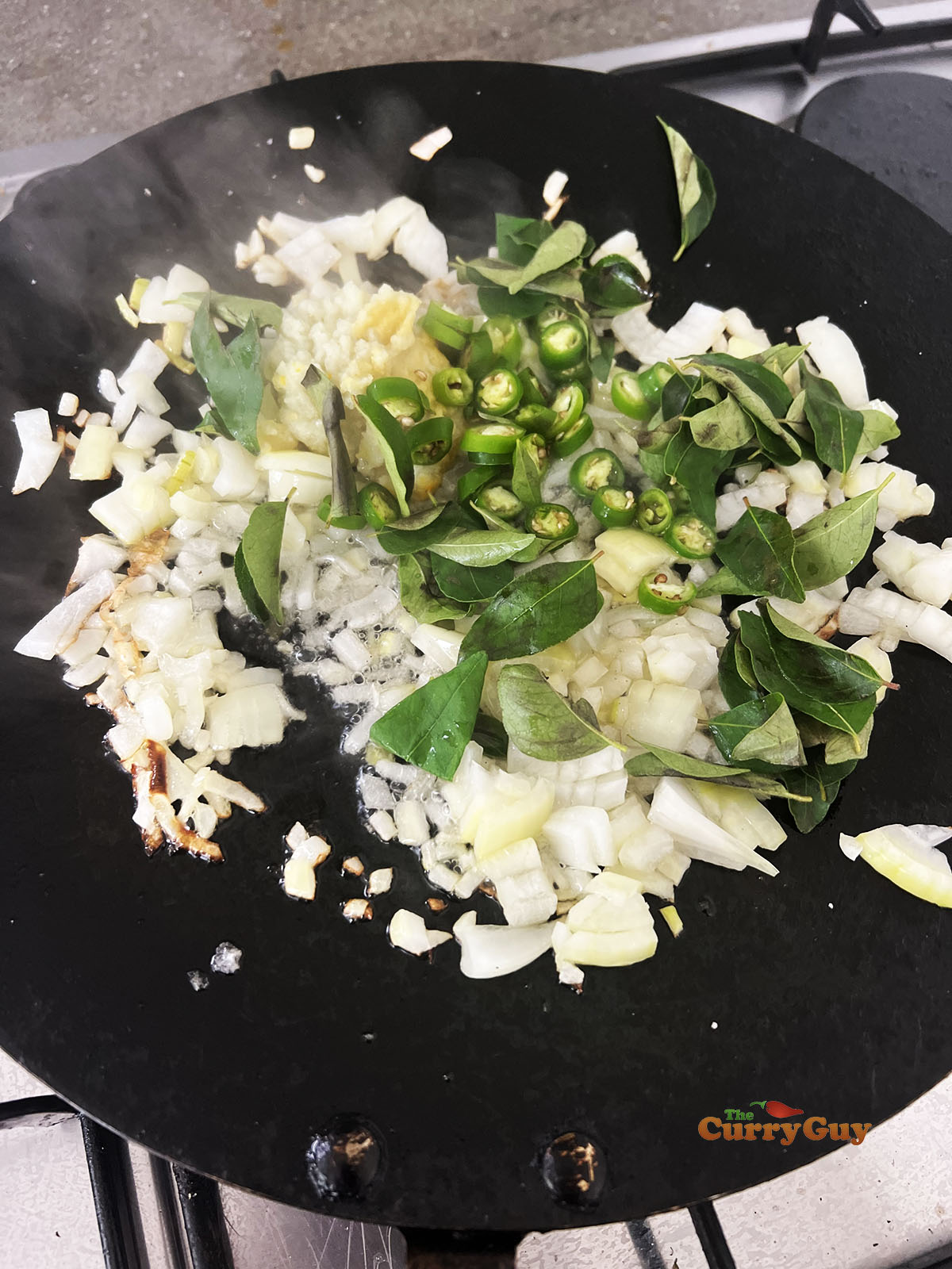 Frying onions in the pan