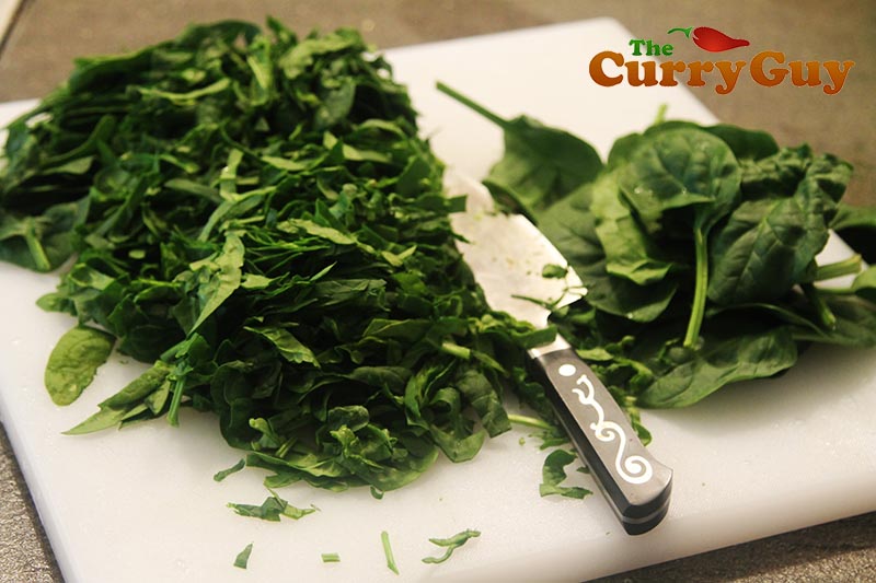 Making spinach chaat