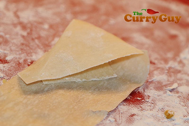 Making smoked toor dhal samosas