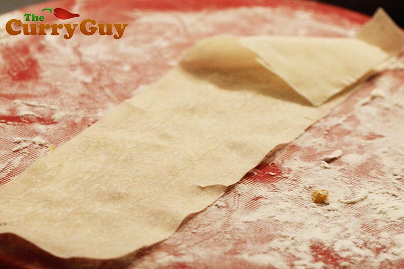 Making smoked toor dhal samosas