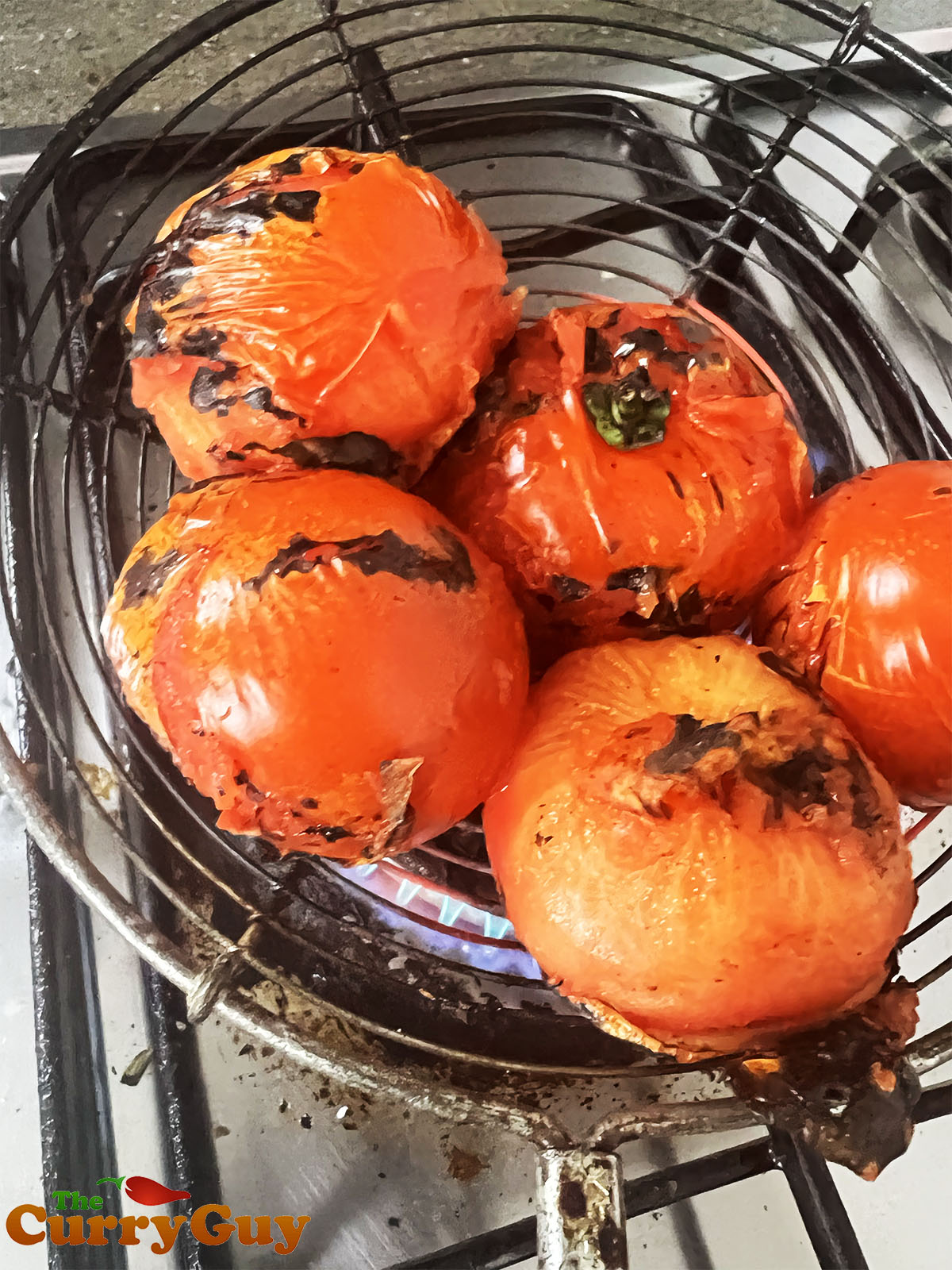 Roasting the tomatoes.