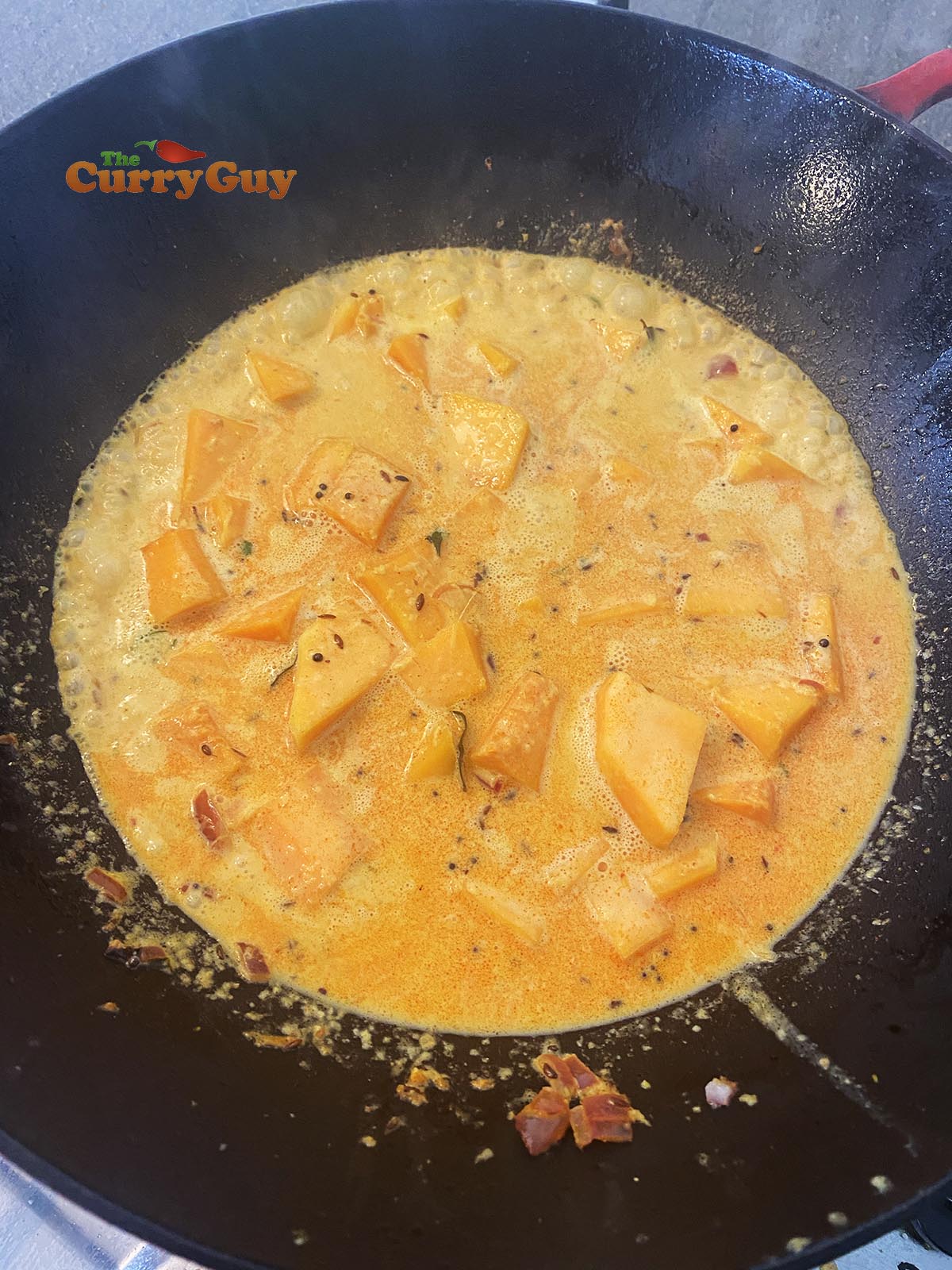 Simmering butternut squash curry