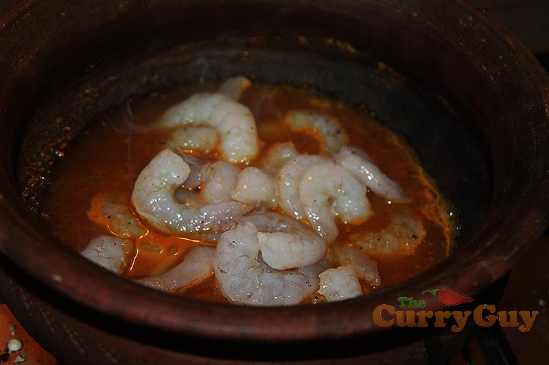 Making Keralan prawn curry