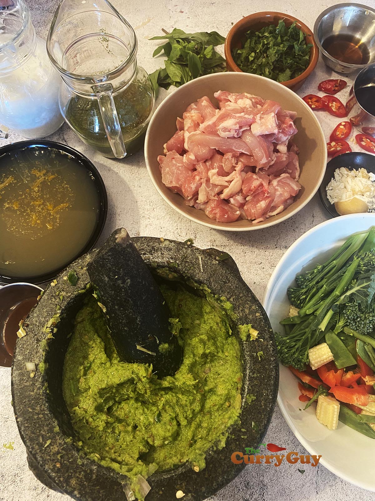 Ingredients for Thai green chicken curry