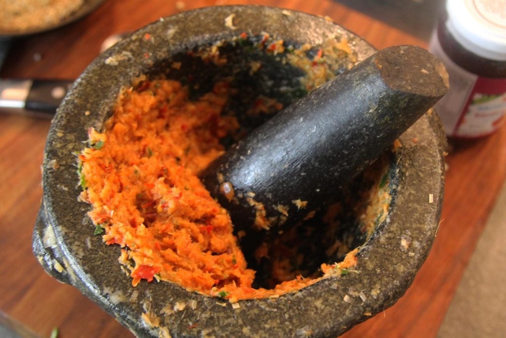 The pounded massaman curry paste