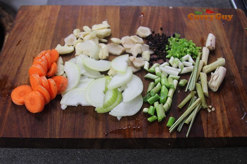 Vegetables that go into Thai pork stock
