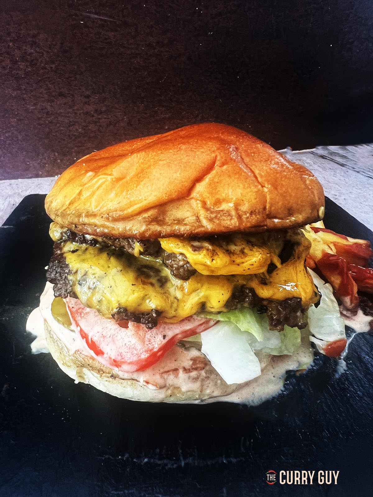 Photo showing the burger using my updated recipe.