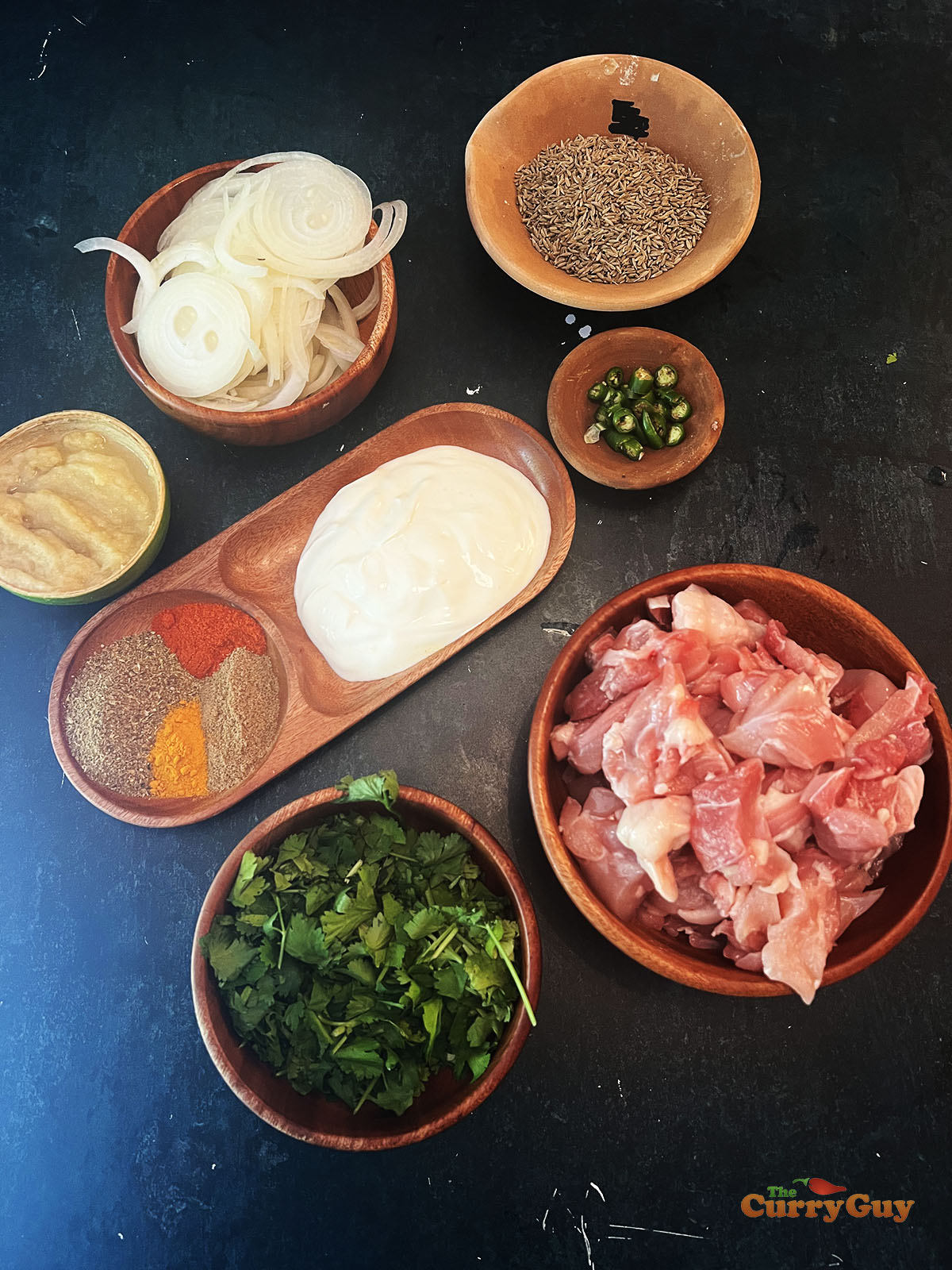Ingredients for jeera chicken.