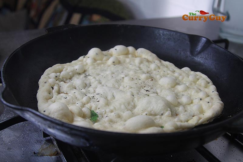 Cooking Indian flatbread