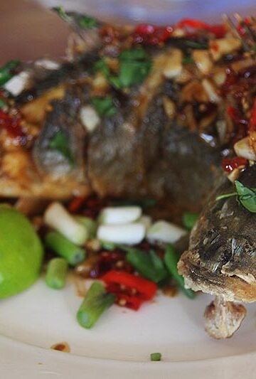 Fish fried with chilli and garlic