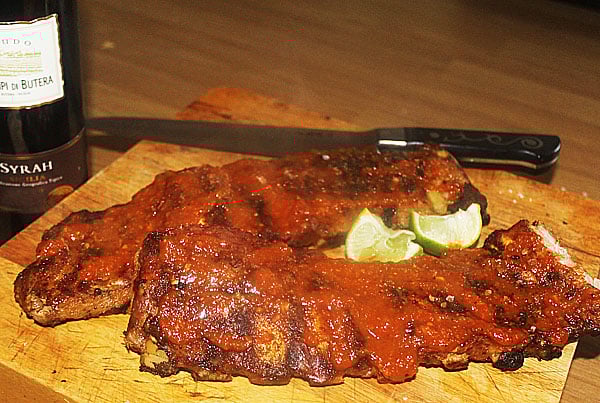 Garam Masala And Tandoori Masala Ribs With Spicy Peach Sauce
