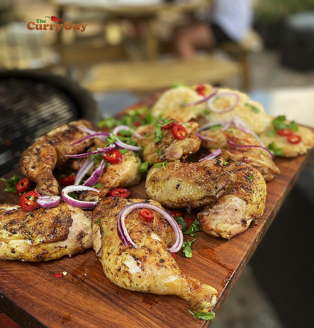 Serving spicy chicken