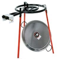 Vaello La Valenciana Eco Paella Set, 46cm Polished Pan, 400mm Gas Burner, Tripod