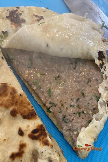 Finished Indian restaurant style keema naan