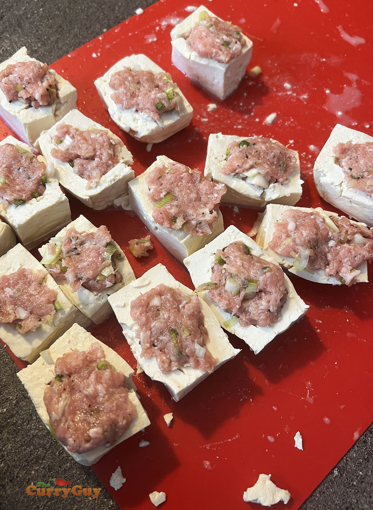 Tofu filled with the pork stuffing.