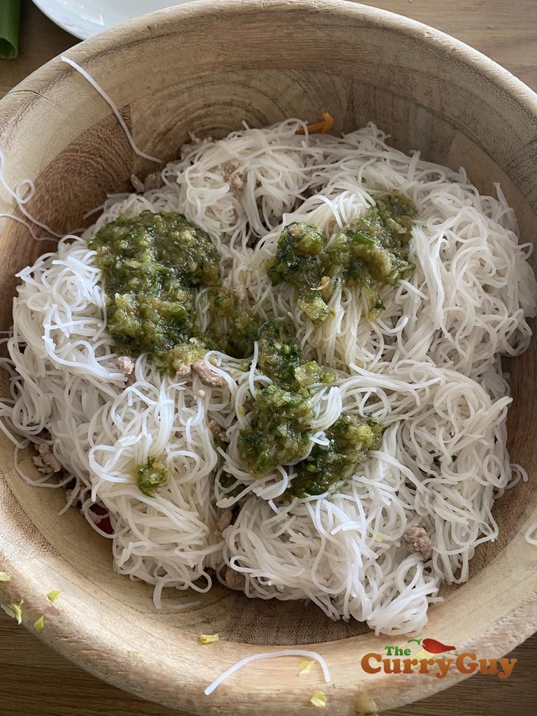 Adding noodles 