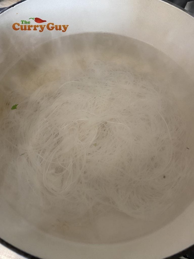 Cooking the rice noodles