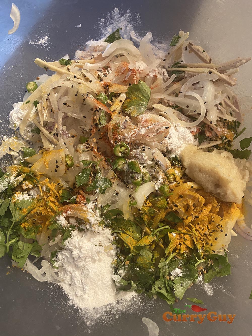 All the ingredients for air fried bhajis