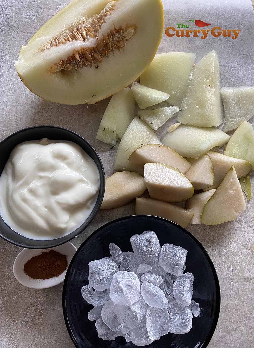 Ingredients for melon lassi