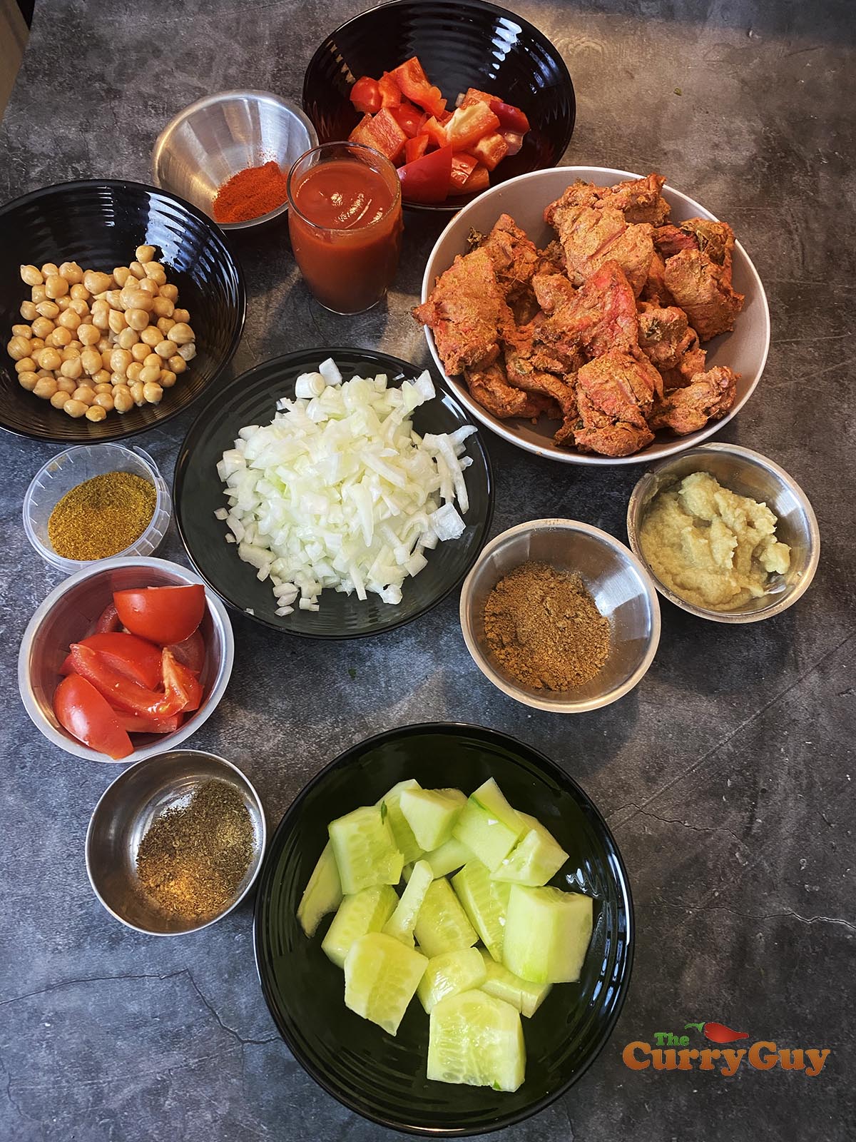 Ingredients for restaurant style chicken chaat