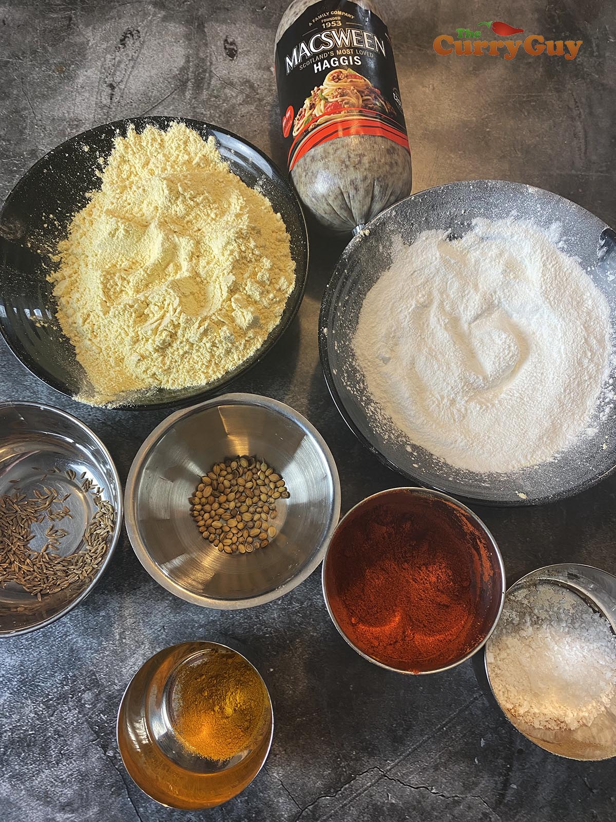 Prepared ingredients for haggis pakora