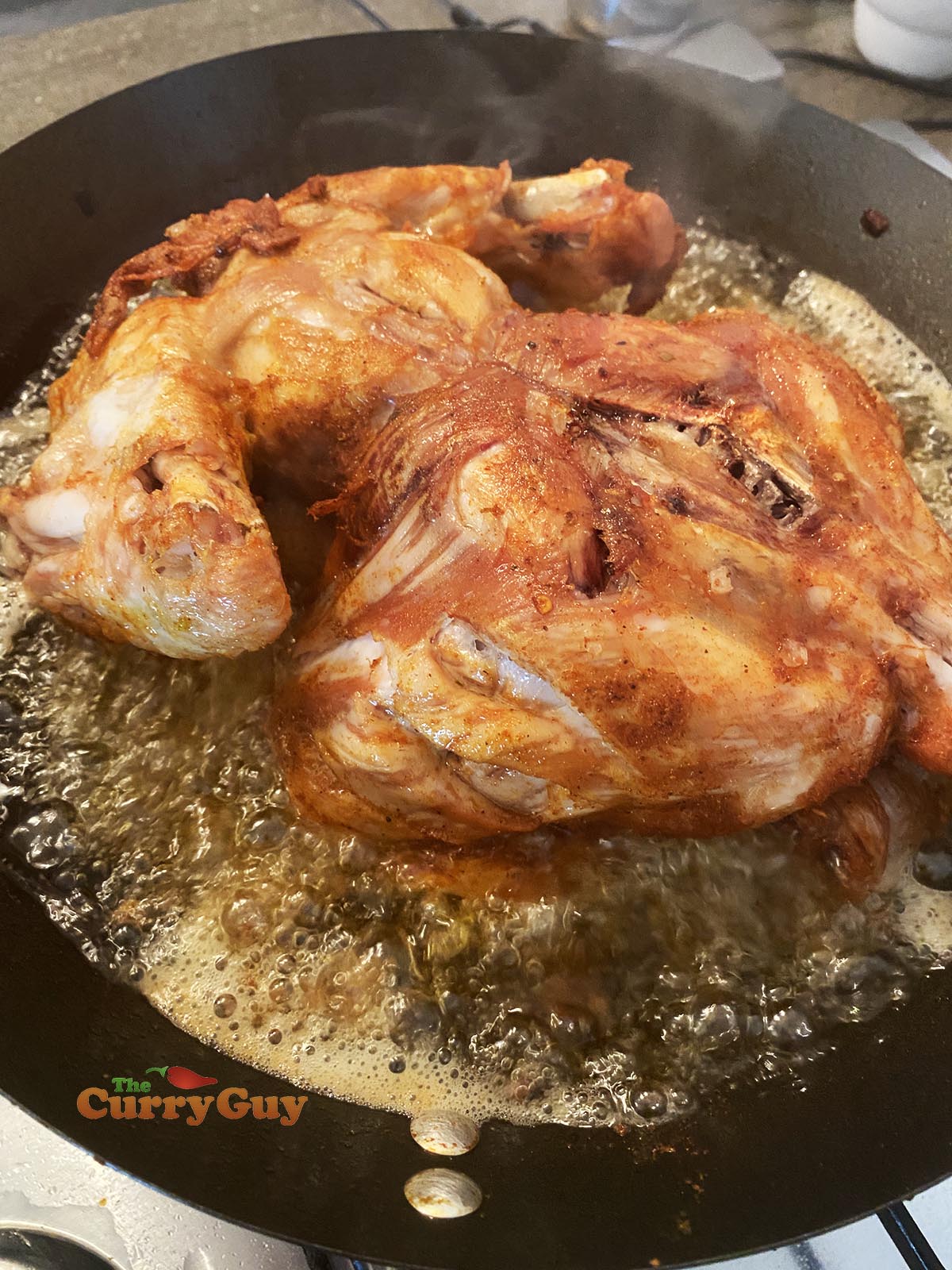 Frying chicken chargha