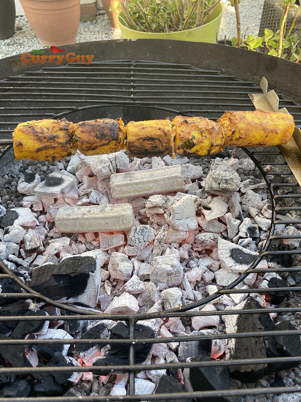 Grilling potato skewers