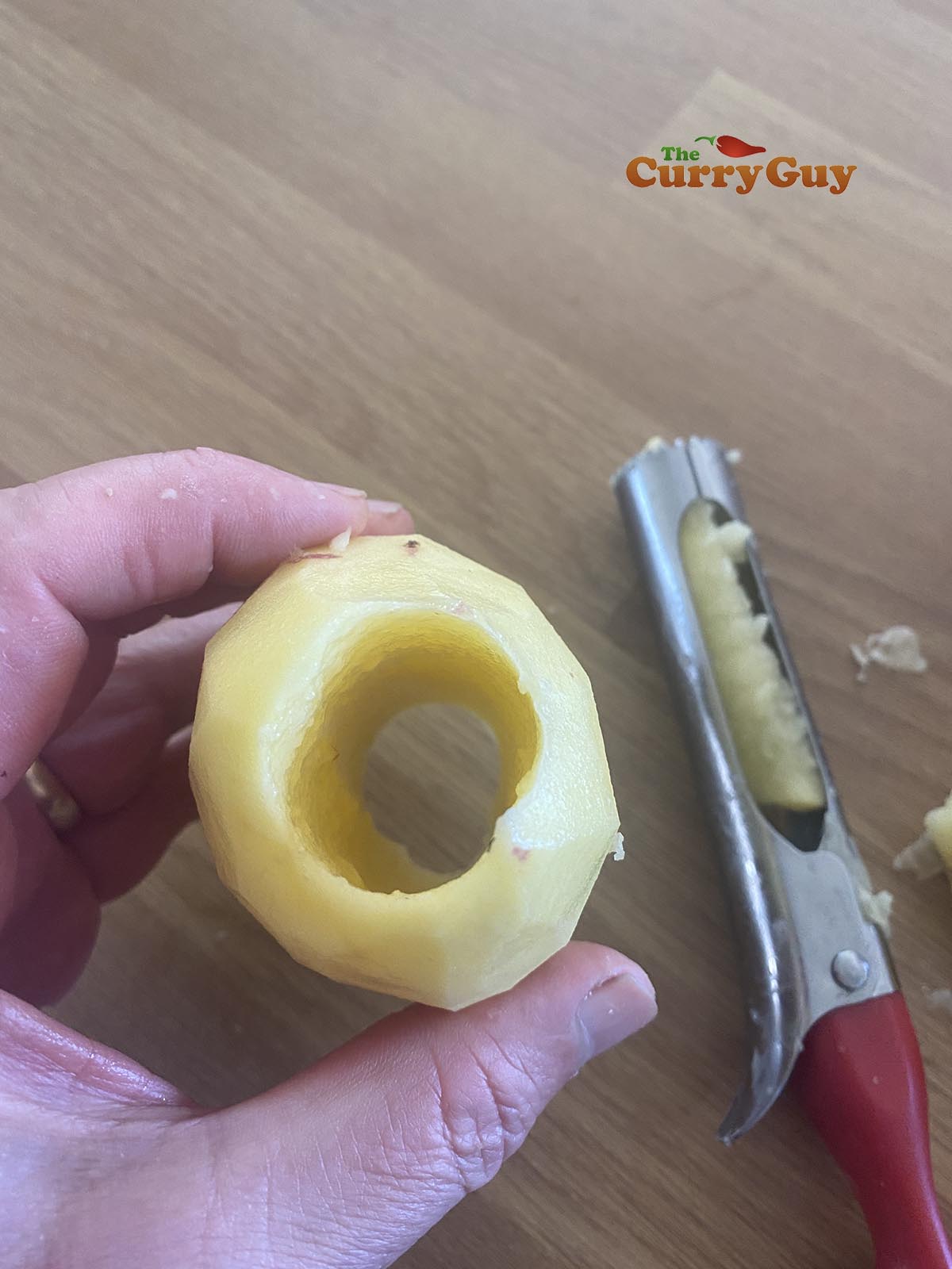 Peeled and cored potato