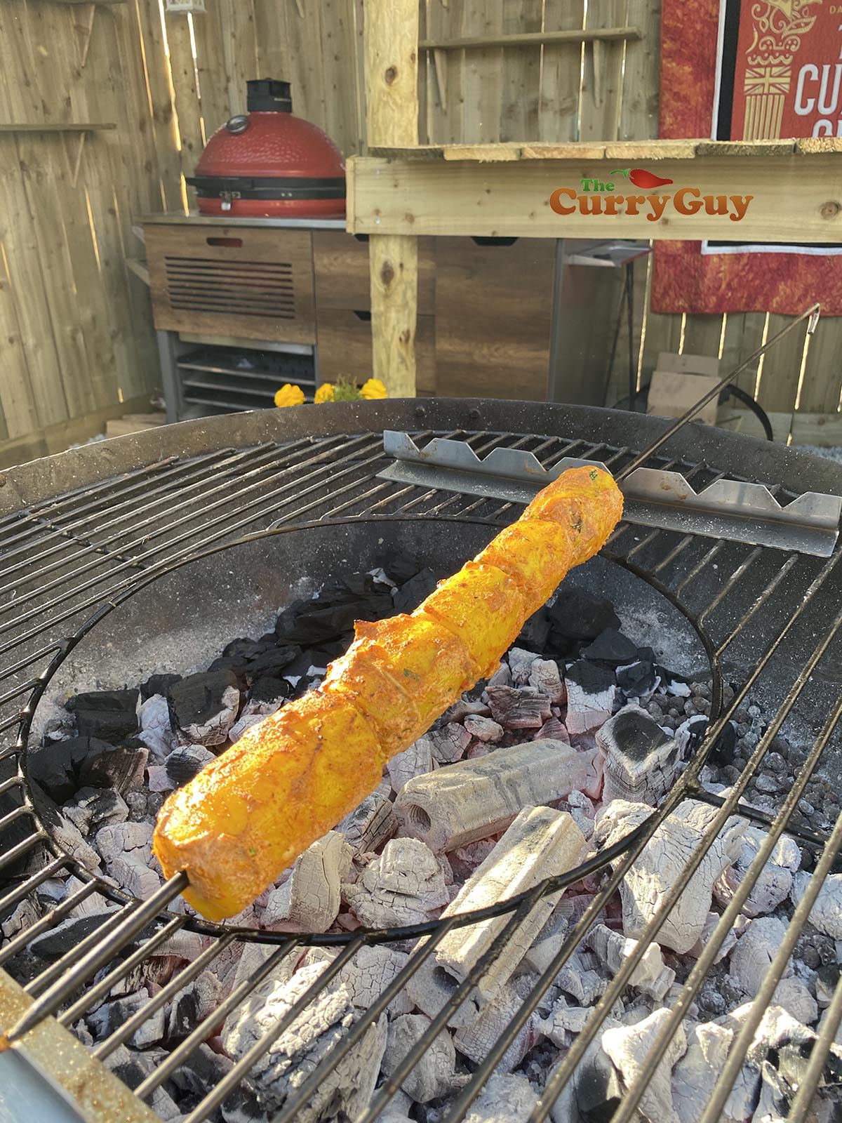 Grilling potato skewers