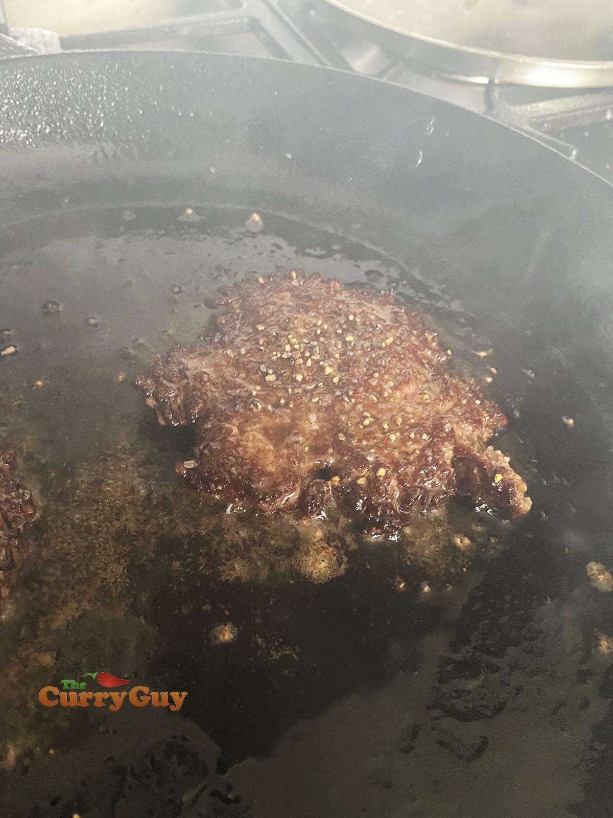 Flipped burger patty