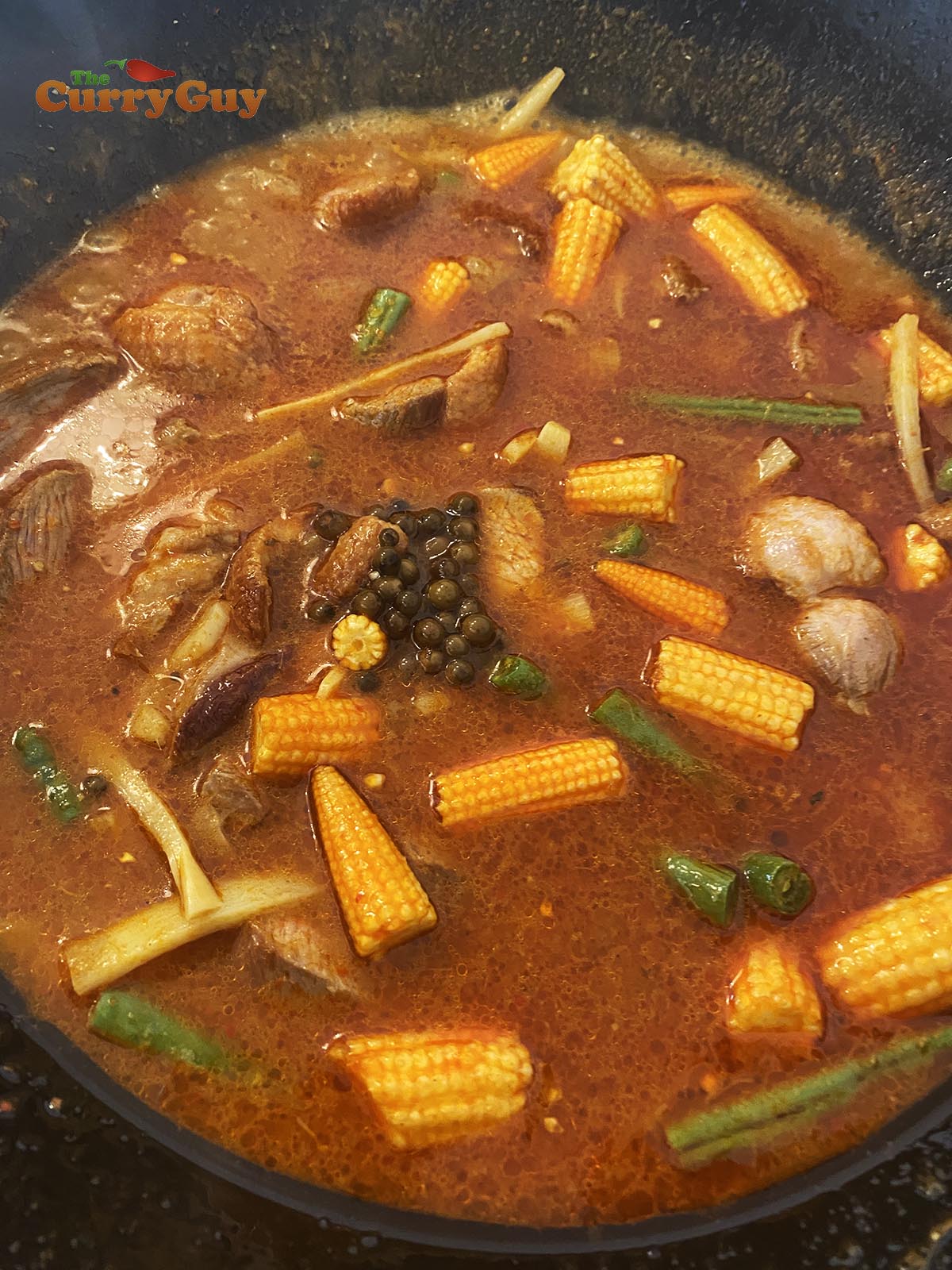 Adding green peppercorns