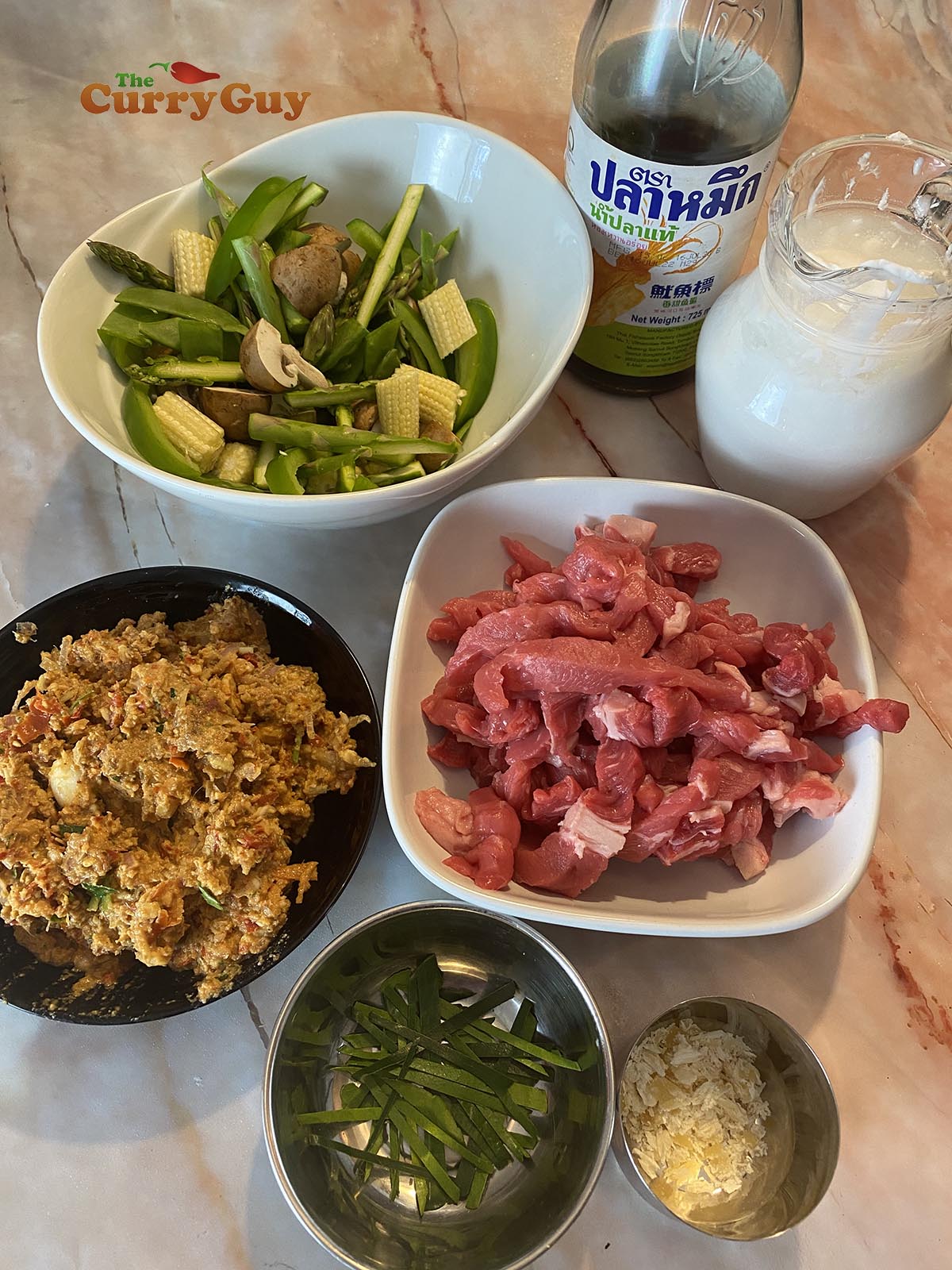 Ingredients for beef panang curry