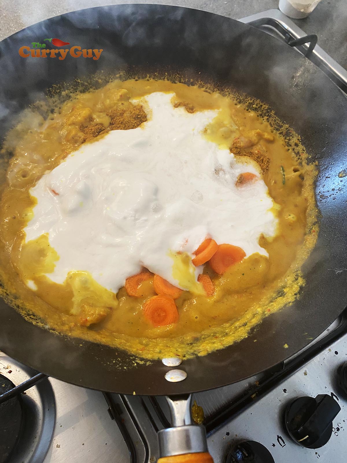 Adding coconut cream