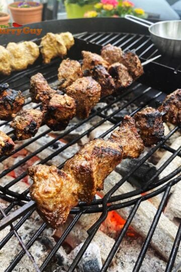 Grilling lamb tikka