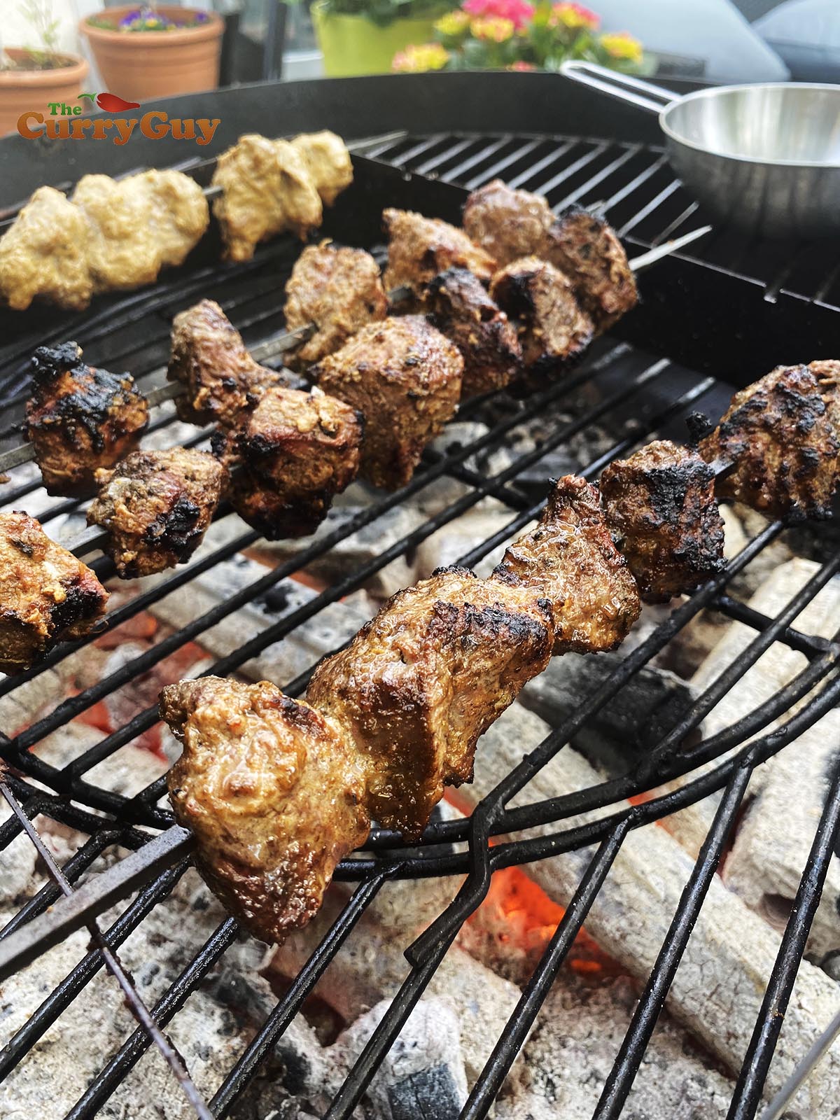 Grilling lamb tikka