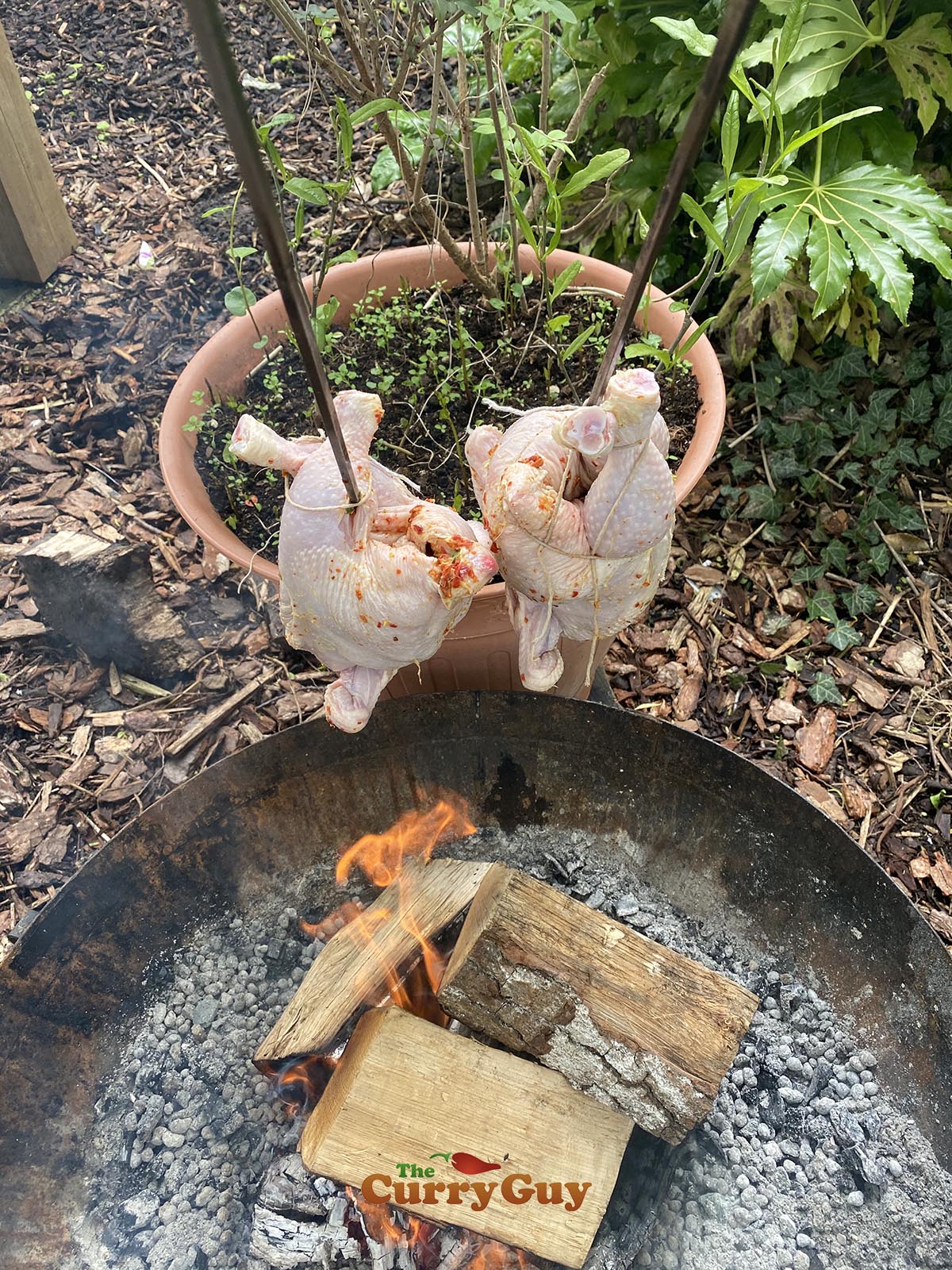 Chickens cooking