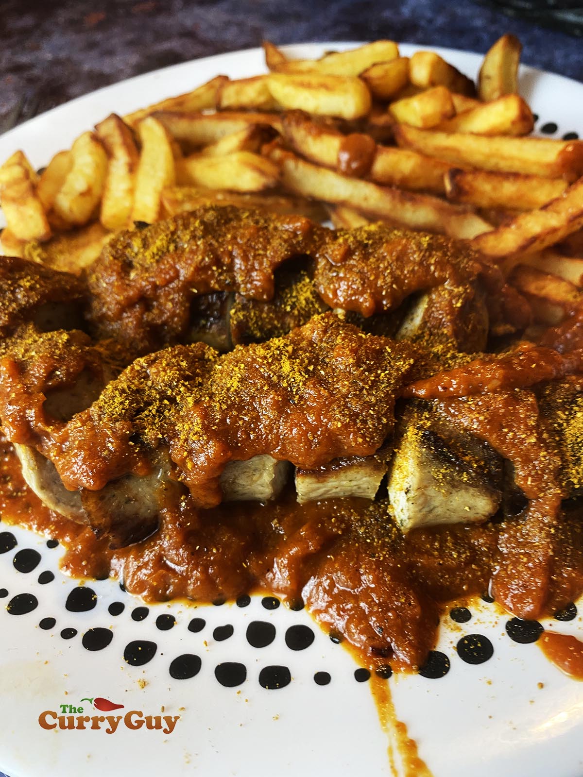 Currywurst and fries