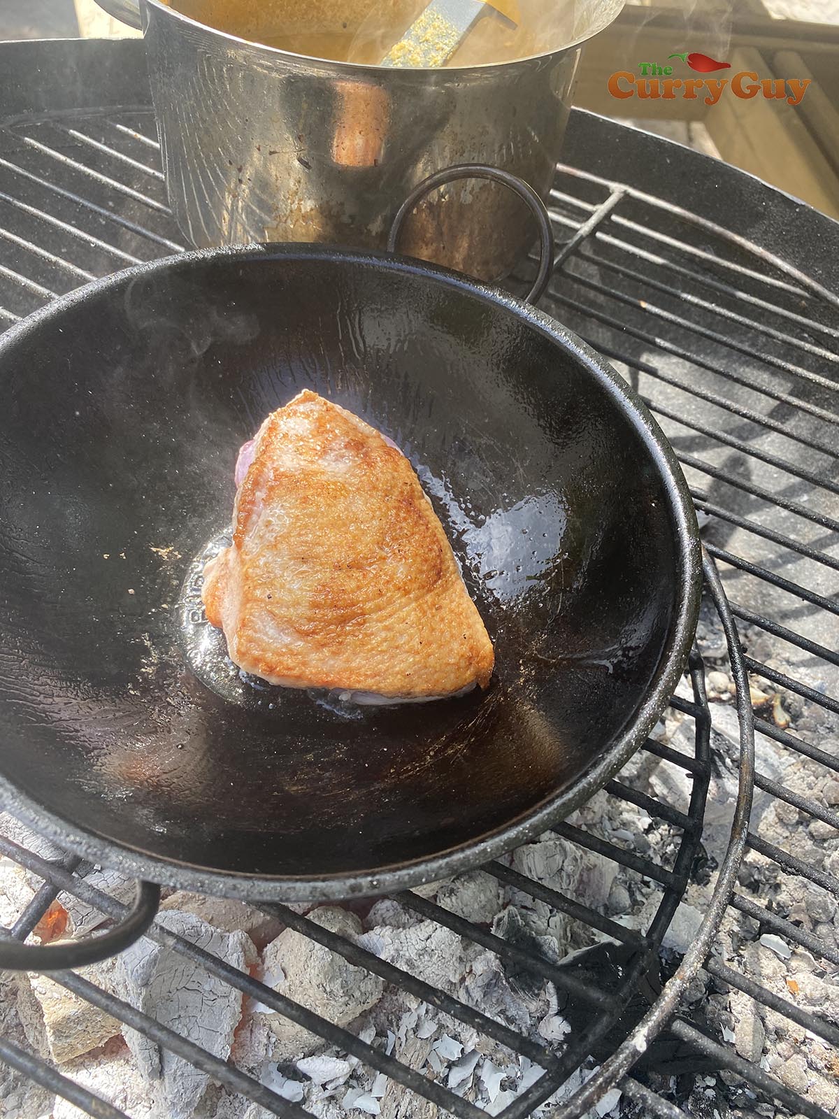 Frying duck breast