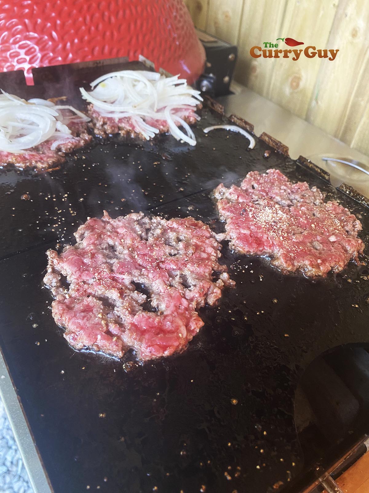 burger patties cooking