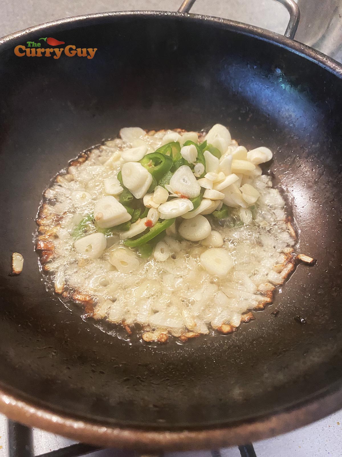 Frying garlic and chillies